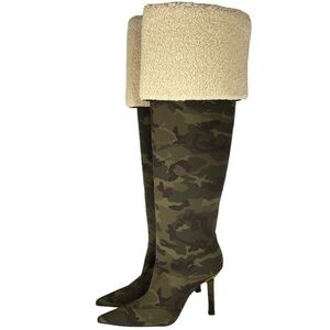 Good American High Kickstand Camo Over The Knee Boots